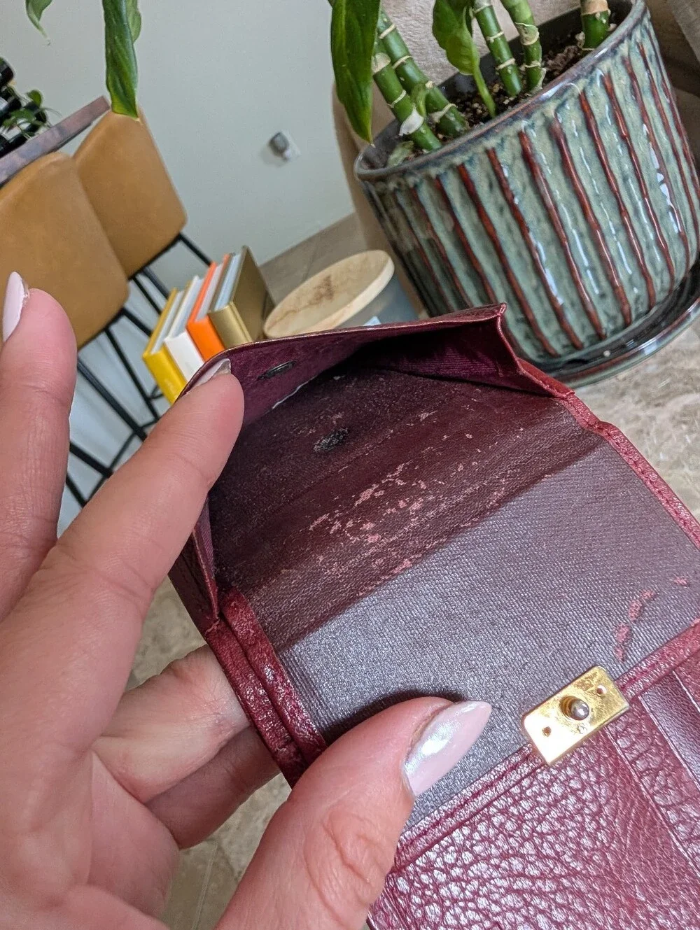 Burberry Men's Card Holder Bifold Wallet - Burgundy Leather